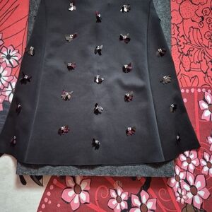 H&M Black A-Line Skirt with Floral Embellishments